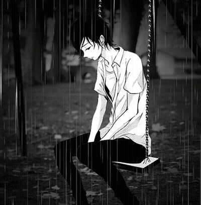 Boy On Swing In The Rain GIF