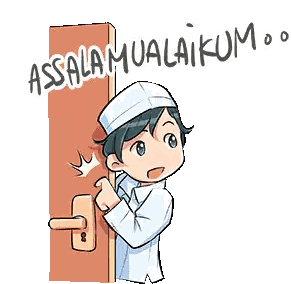 Boy Opening Door Saying Assalamualaikum Sticker