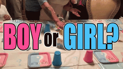 Boy Or Girl Written On A Table With Plates GIF