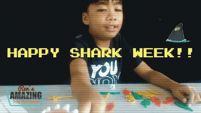 Boy Playing With Toys Happy Shark Week GIF
