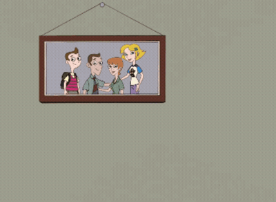 Boy Pointing At Family Picture GIF