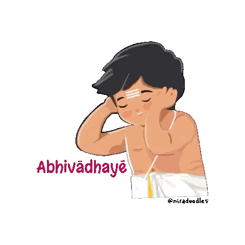 Boy Praying Abhivadhaye Text Sticker