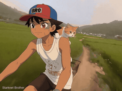 Boy Riding Bike With Cat On Back And Hat Saying Bro GIF