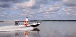 Boy Riding Fast Speed Skiff GIF