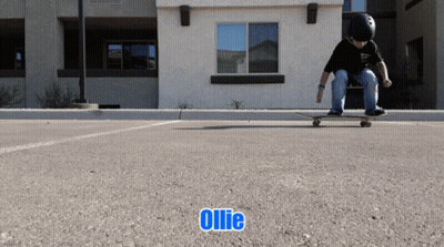 Boy Riding Skateboard With Ollie GIF