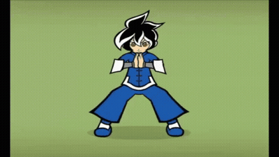 Boy Running in Blue and White Outfit