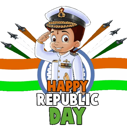Boy Saluting Happy Republic Day Sticker
