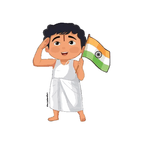 Boy Saluting With Flag Sticker