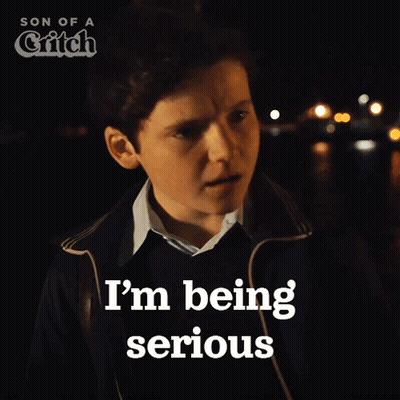 Boy Saying I'm Serious In Front Of Griffin Logo GIF