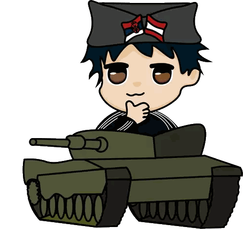 Boy Sitting In Tank Giving Thumbs Up Sticker
