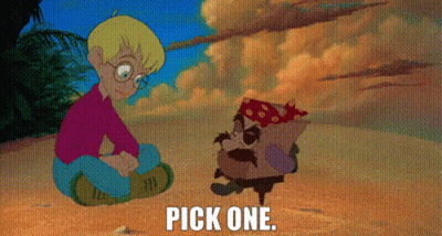 Boy Sitting Next To Pirate Saying Pick One GIF