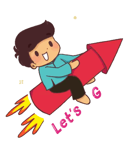 Boy Sitting On Rocket Saying Lets Goooo Sticker