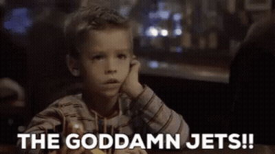 Boy Sitting With Hand On Chin Saying The Goddamn Jets GIF