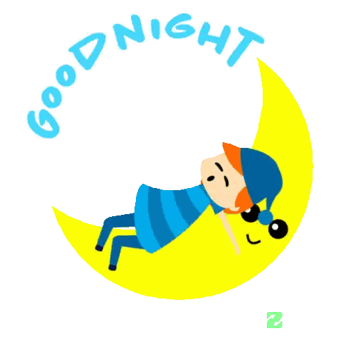 Boy Sleeping On Crescent Moon Good Night Sticker