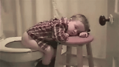 Boy Sleeping On Stool GIF