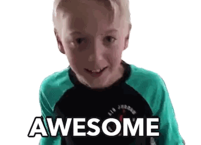 Boy Smiling With Awesome Sticker