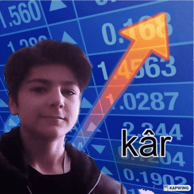 Boy Standing At Stock Chart With Orange Arrow And Kar GIF