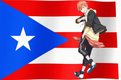 Boy Standing In Front Of Flag With White Star GIF