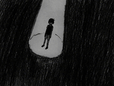 Boy Standing In Hole Drawing GIF