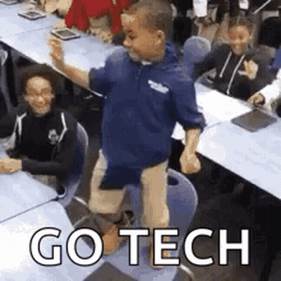 Boy Standing On Chair In Classroom GIF