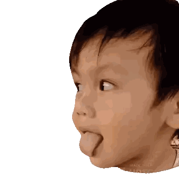 Boy Sticking Tongue Out With Made With Adobe Behind Sticker