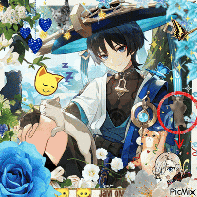 Boy Surrounded By Cats And Flowers Picmix GIF