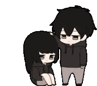 Boy Touching Girl's Head Sticker