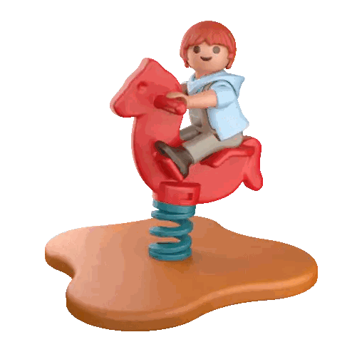 Boy Toy Figure Riding Rocking Horse Sticker