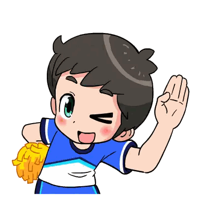 Boy Waving Yellow Pom Pom Sticker