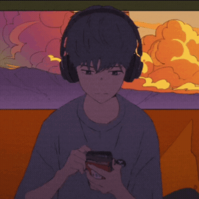 Boy Wearing Headphones Holding Cell Phone GIF