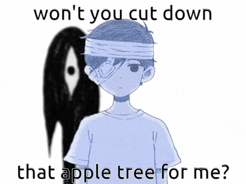 Boy With Bandage Saying Won't You Cut Down That Apple Tree For Me GIF