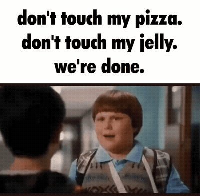 Boy With Bandage Talking To Another Boy Holding Pizza GIF
