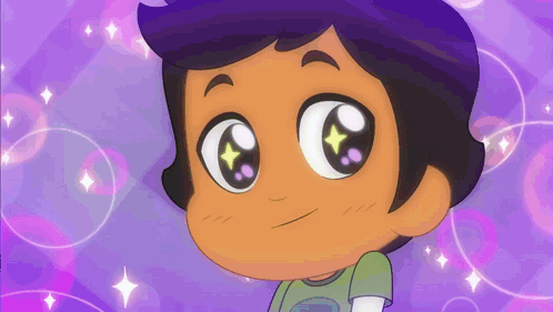 Boy With Big Eyes And Purple Background GIF