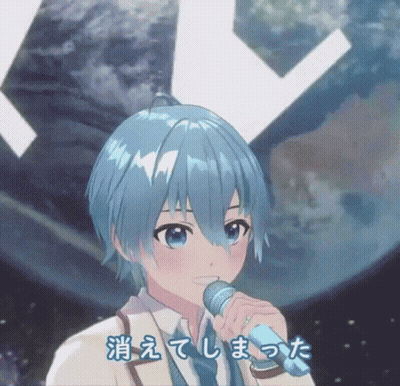 Boy With Blue Hair Holding Microphone GIF