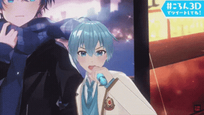 Boy With Blue Hair Holding Microphone GIF