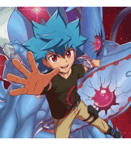 Boy With Blue Hair Next To Blue Dragon Sticker