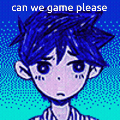 Boy With Blue Hair Saying Can We Game Please GIF