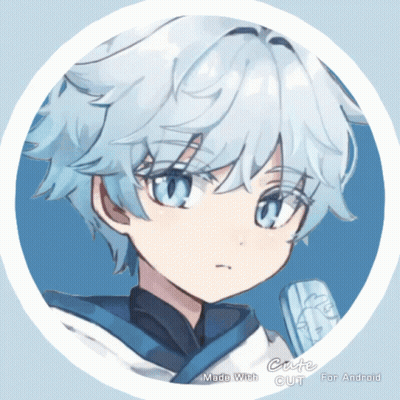 Boy With Blue Hair Saying Cute GIF