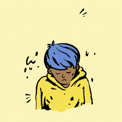 Boy With Blue Hair Saying It's Safe To Cry With Us GIF