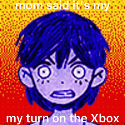 Boy With Blue Hair Saying Mom It's My Turn GIF