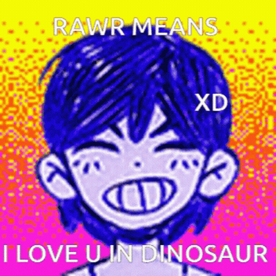 Boy With Blue Hair Saying Rawr Means XD I Love U GIF