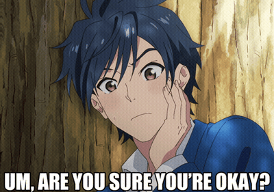 Boy With Blue Hair Saying Um Are You Sure You're Okay GIF