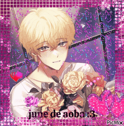 Boy With Bouquet Of Flowers June De Aoba 3 GIF