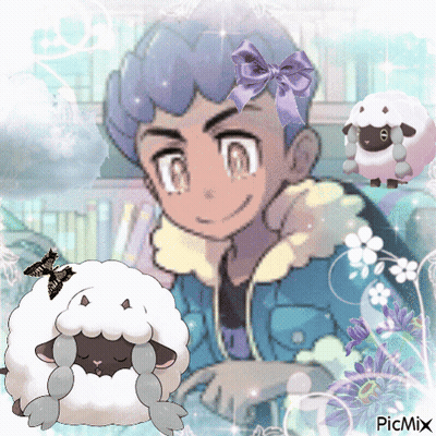 Boy With Bow Surrounded By Sheep And Butterflies GIF