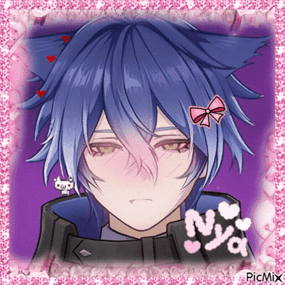 Boy With Cat Ear And Bow On Forehead GIF