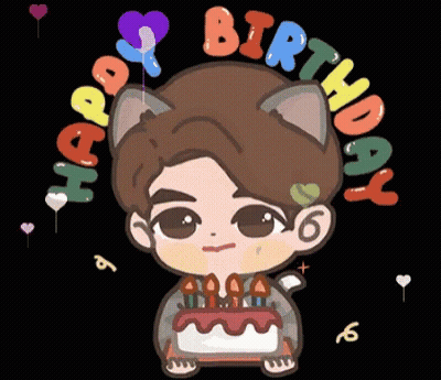 Boy With Cat Ear Holding Birthday Cake GIF