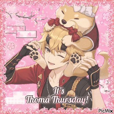 Boy With Dog On Head Saying It's Thoma Thursday GIF