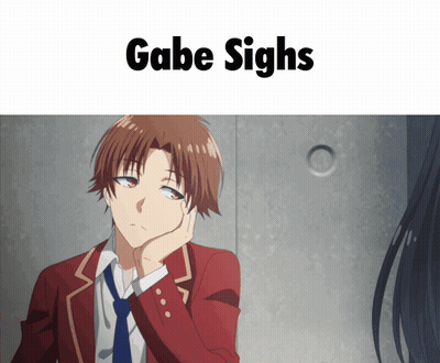 Boy With Gabe Sighs Above Him GIF