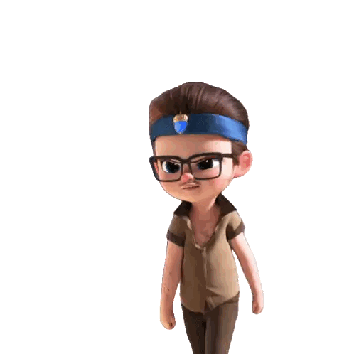 Boy With Glasses And Blue Headband Says Fine Sticker