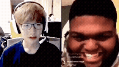 Boy With Glasses And Headphones Talking To Bearded Man GIF